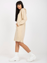 Hurt Jasnobeżowa prosta sukienka dresowa z kapturem SUBLEVEL