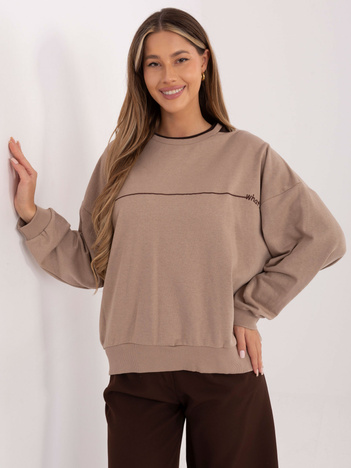 Ciemnobeżowa bluza z okrągłym dekoltem