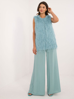 Hurt Miętowa damska kamizelka z futra ekologicznego