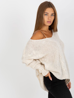 Hurt Ecru sweter z warkoczami o kroju oversize OCH BELLA 