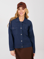 Granatowa jeansowa koszula z kołnierzykiem 