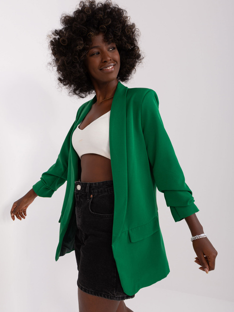 Hurt Ciemnozielona damska marynarka bez zapięcia