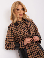 Hurt Camelowo-czarna dłuższa marynarka z guzikami 