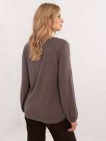 Hurt Brązowa luźna bluzka longsleeve z modalu