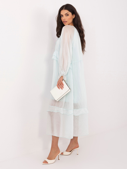 Miętowa rozkloszowana sukienka na lato