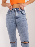 Hurtownia Niebieskie spodnie jeasowe high waist