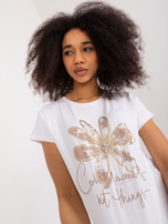 Hurt Biały damski t-shirt z nadrukiem BASIC FEEL GOOD 