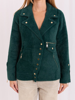 Hurt Dunkelgrüne Alpakajacke mit Reißverschlüssen.