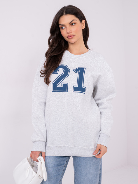 Jasnoszara długa bluza bez kaptura