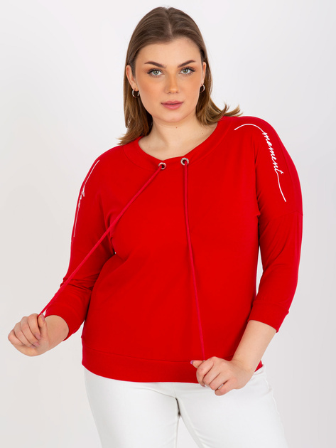Hurt Czerwona bluzka plus size z napisami i troczkami 
