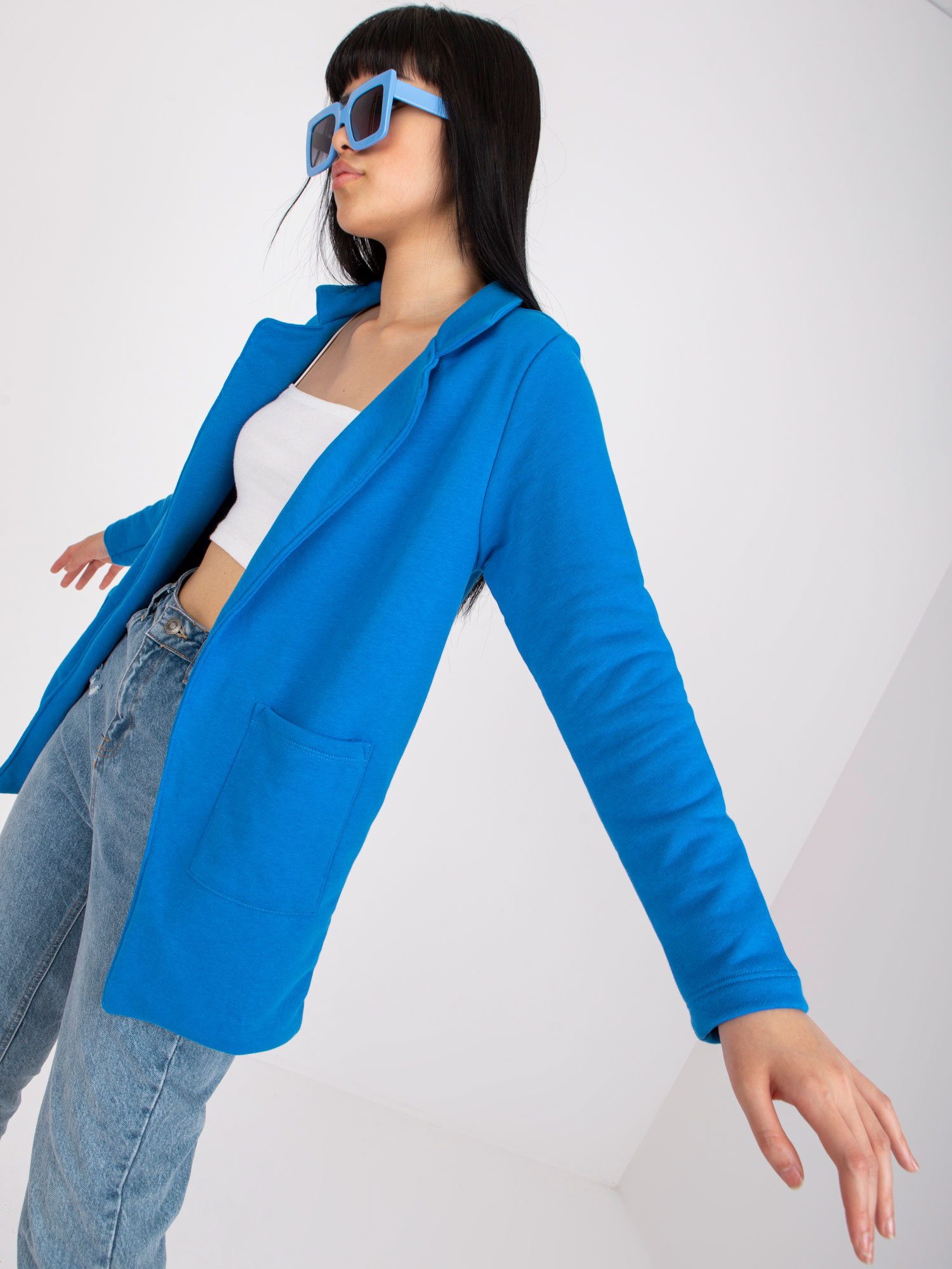 Dark blue women's sports-style blazer RUE PARIS.