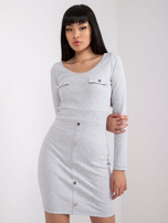 Light gray melange fitted striped dress Barletta RUE PARIS.