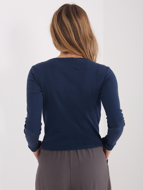 Granatowa krótka bluzka basic z bawełny