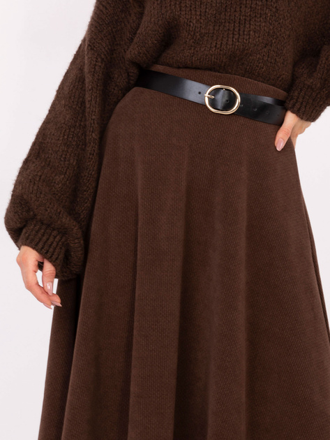 Brązowa spódnica o prążkowanej fakturze RUE PARIS