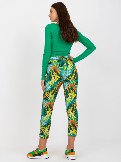 Zielone wzorzyste spodnie dresowe z kieszeniami