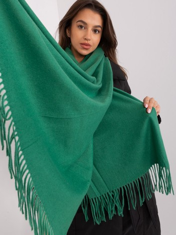 Großhandel Dunkelgrüner Strickschal mit Fransen.