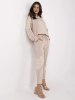 Hurt Beżowy casualowy komplet z bluzą oversize