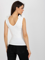 Hurt Ecru prążkowany top z dekoltem na plecach 