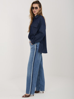 Ciemnoniebieskie proste jeansy z lampasami SUBLEVEL 