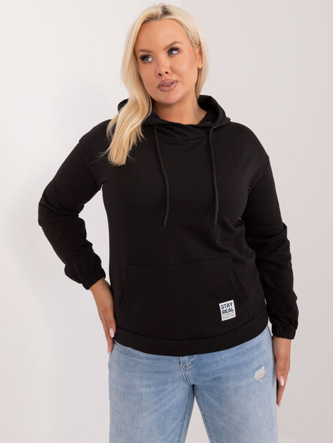 Hurtownia online Czarna bawełniana bluza plus size kangurka