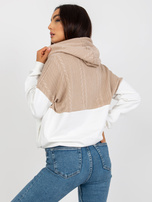 Hurt Beżowo-biała bluza z kapturem i kieszeniami RUE PARIS