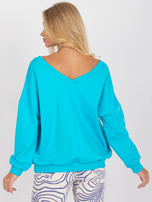 Niebiesko-biała bawełniana bluza oversize z nadrukiem