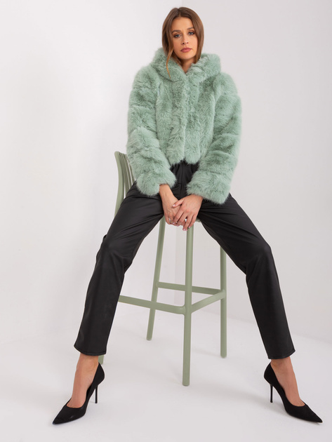 Hurtownia Pistacjowa damska kurtka z futra ekologicznego