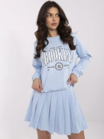 Jasnoniebieski damski komplet z bluzą bez kaptura