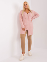 Hurt light pink zip-up plus size sweater with viscose.