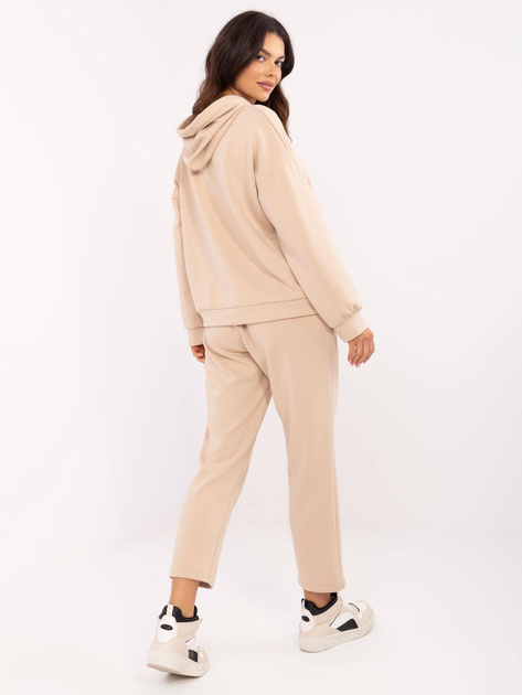 Hurt Beżowy dwuczęściowy komplet z szerokimi troczkami