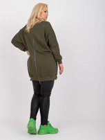 Khaki dresowa tunika plus size z napisem Raella