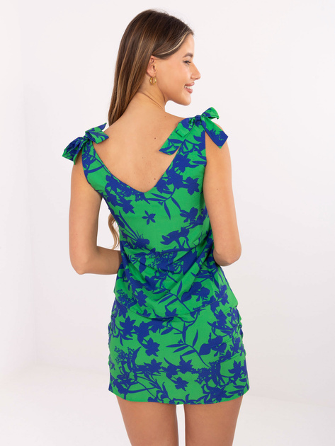 Zielono-niebieski top z nadrukiem RUE PARIS