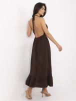 Ciemnobrązowa długa sukienka z muślinu