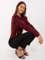 Bordowa wizytowa bluzka z drapowaniem