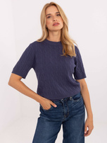 Navy classic sweater with viscose.