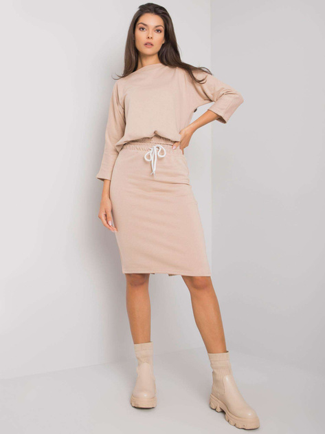 Beżowy komplet ze spódnicą Savina