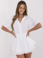 Biały muślinowy kombinezon z gumką w pasie