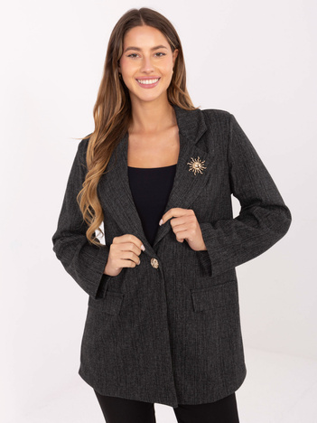 Grafitowa damska marynarka z aplikacjami