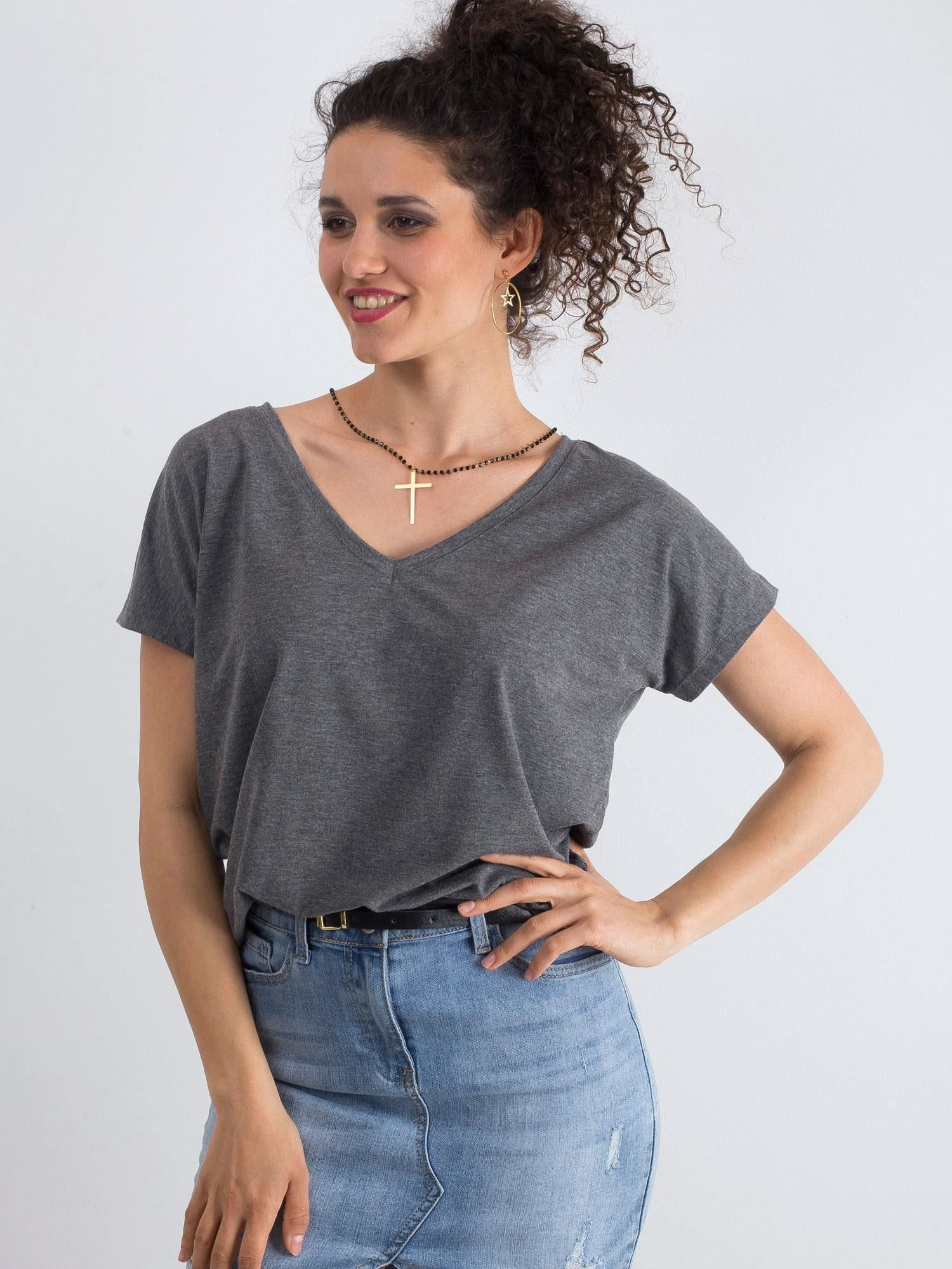 Ciemnoszary melanżowy t-shirt Emory
