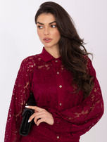 Burgundowa koronkowa koszula od kompletu