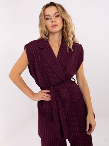 Burgundowa garniturowa kamizelka w paski RUE PARIS