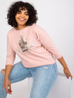 Brudnoróżowa bluzka plus size z okrągłym dekoltem Vickey 
