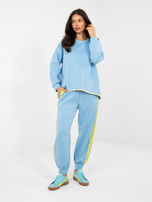 RUE PARIS Pastelowy niebieski damski komplet z bluzą oversize