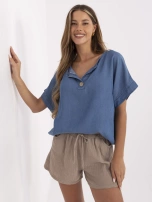 Ciemnoniebieska bluzka z krótkim rękawem