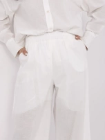 Ecru letni komplet damski z rozpinaną koszulą