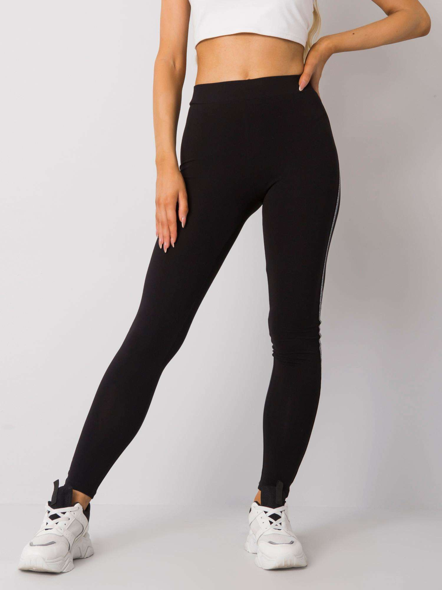 Schwarz-silberne Baumwoll-Leggings Naila RUE PARIS.