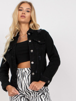 Czarna damska kurtka jeansowa z długim rękawem RUE PARIS