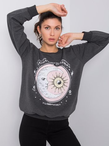 Ciemnoszara bluza z nadrukiem Trisha 
