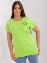 Hurtownia Jasnozielona bluzka damska plus size ze ściągaczem