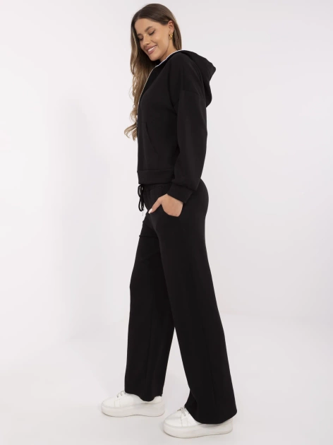 Hurt Czarny damski komplet ze wstawkami z bawełny